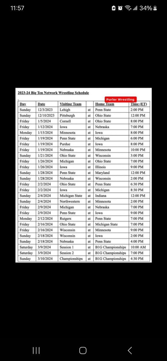 Big Ten Network and ESPN wrestling schedule for 2024 College